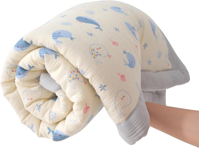 CLoucl Cotton Muslin Toddler Comforter/Quilt,Ultra Soft & Breathble Muslin Toddler Blanket,All Season Baby Blankets for Boys and Girls, Machine Washable,41"x48" - Image 1